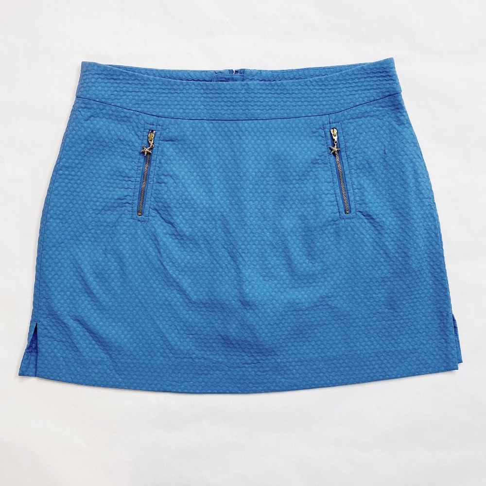 NWOT Lilly Pulitzer Marigold Skirt, Skort Lining, Blue, Gold Zips, size 10